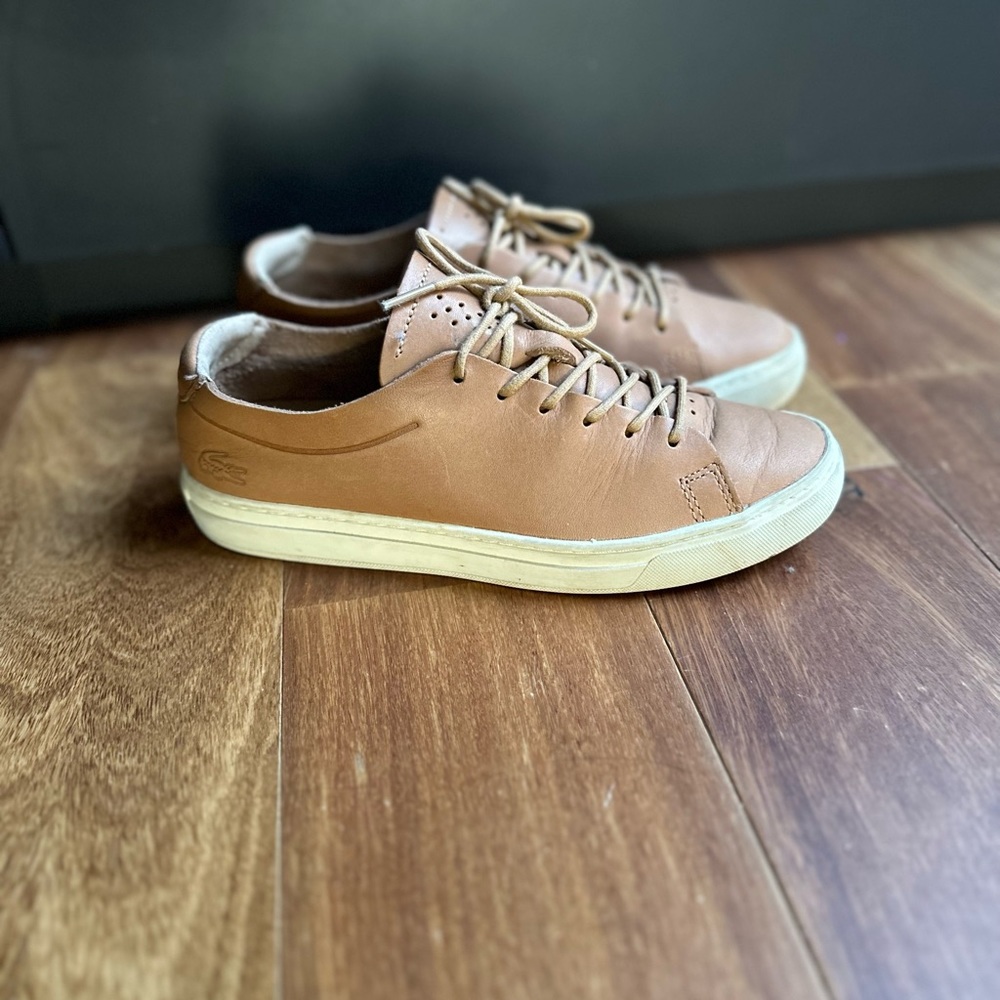 Lacoste L12.12 unlined leather tan sneaker -38 - Picture 3 of 13